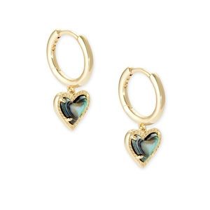 Kendra Scott Ari Heart Huggie Abalone gold color earrings